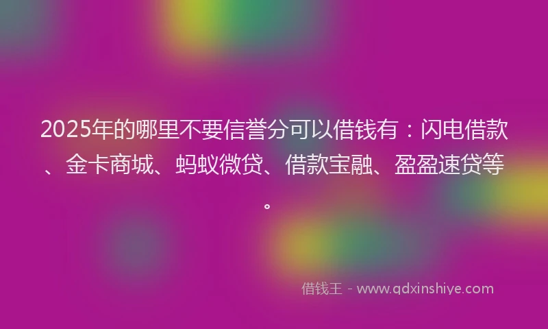 2025年的哪里不要信誉分可以借钱有：闪电借款、金卡商城、蚂蚁微贷、借款宝融、盈盈速贷等。