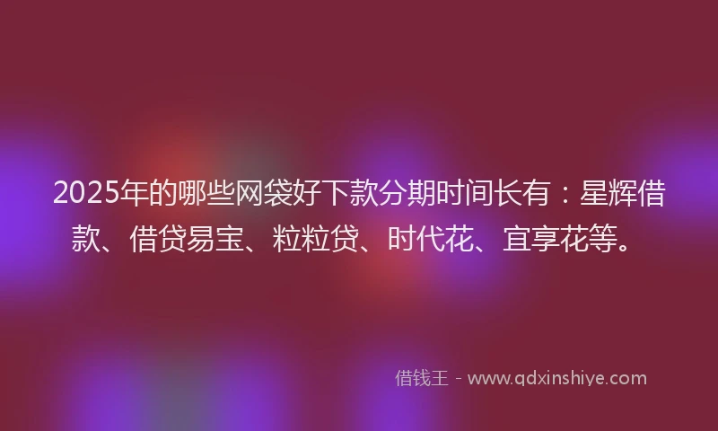 2025年的哪些网袋好下款分期时间长有：星辉借款、借贷易宝、粒粒贷、时代花、宜享花等。