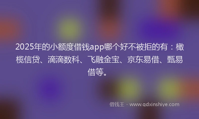 2025年的小额度借钱app哪个好不被拒的有：橄榄信贷、滴滴数科、飞融金宝、京东易借、甄易借等。