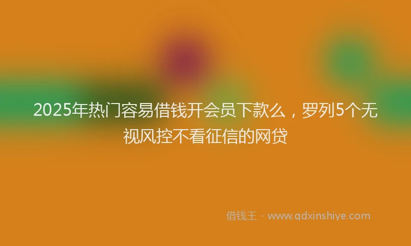 2025年热门容易借钱开会员下款么，罗列5个无视风控不看征信的网贷