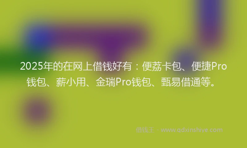 2025年的在网上借钱好有：便荔卡包、便捷Pro钱包、薪小用、金瑞Pro钱包、甄易借通等。
