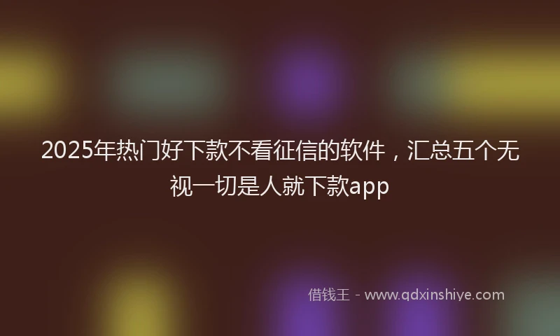 2025年热门好下款不看征信的软件，汇总五个无视一切是人就下款app