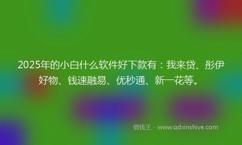 2025年的小白什么软件好下款有：我来贷、彤伊好物、钱速融易、优秒通、新一花等。