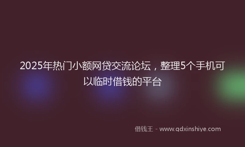 2025年热门小额网贷交流论坛,整理5个手机可以临时借钱的平台