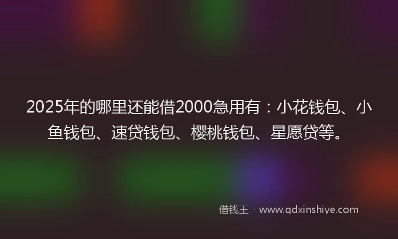 2025年的哪里还能借2000急用有：小花钱包、小鱼钱包、速贷钱包、樱桃钱包、星愿贷等。
