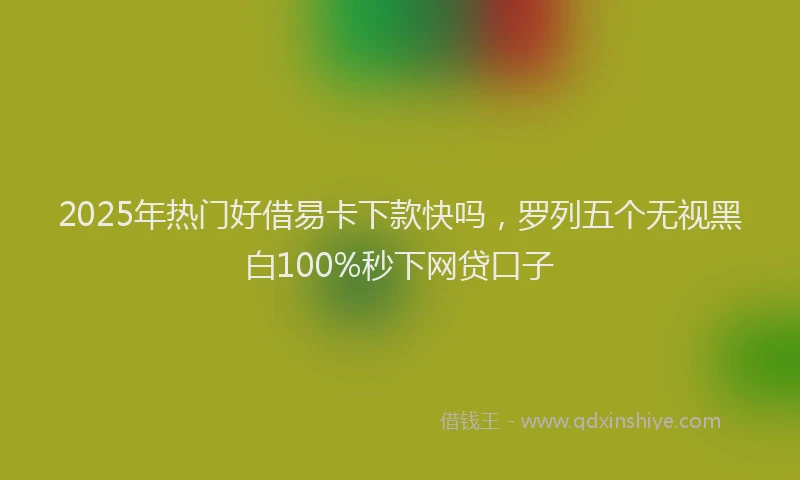 2025年热门好借易卡下款快吗，罗列五个无视黑白100%秒下网贷口子