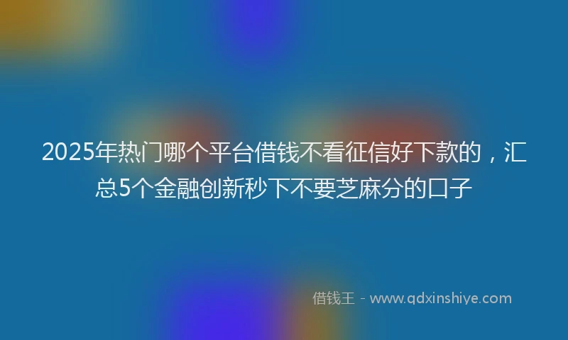 2025年热门哪个平台借钱不看征信好下款的，汇总5个金融创新秒下不要芝麻分的口子