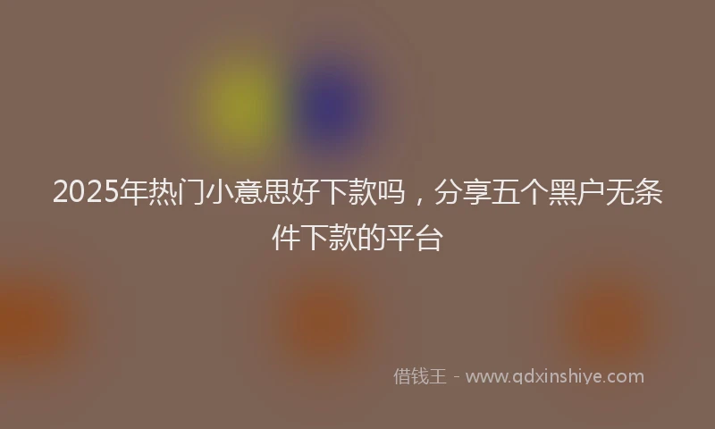 2025年热门小意思好下款吗，分享五个黑户无条件下款的平台
