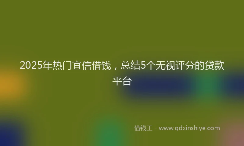 2025年热门宜信借钱，总结5个无视评分的贷款平台