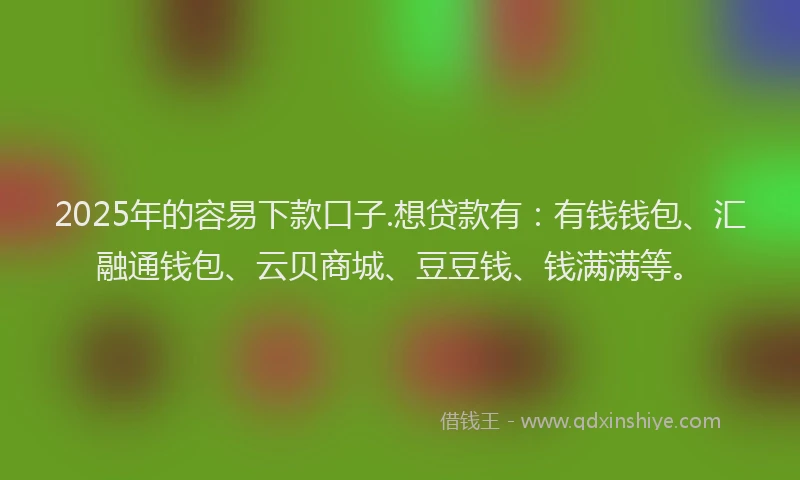 2025年的容易下款口子.想贷款有：有钱钱包、汇融通钱包、云贝商城、豆豆钱、钱满满等。