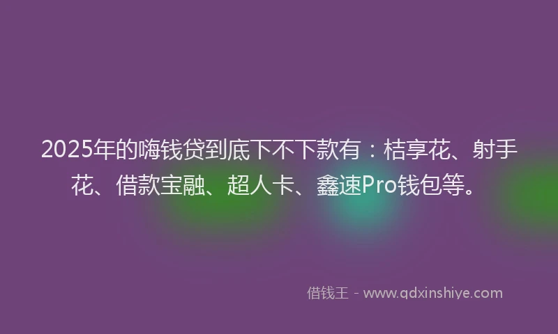 2025年的嗨钱贷到底下不下款有：桔享花、射手花、借款宝融、超人卡、鑫速Pro钱包等。