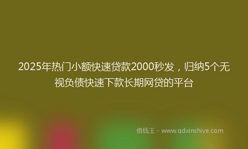 2025年热门小额快速贷款2000秒发，归纳5个无视负债快速下款长期网贷的平台