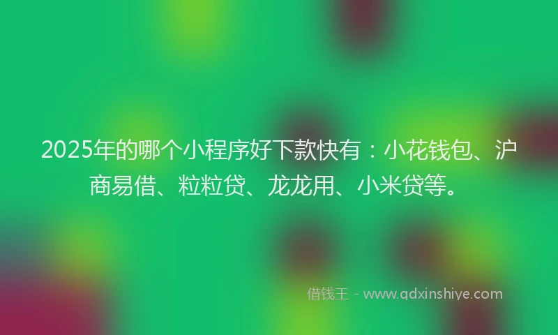 2025年的哪个小程序好下款快有：小花钱包、沪商易借、粒粒贷、龙龙用、小米贷等。