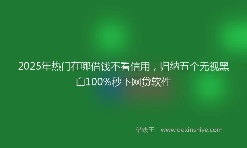 2025年热门在哪借钱不看信用，归纳五个无视黑白100%秒下网贷软件