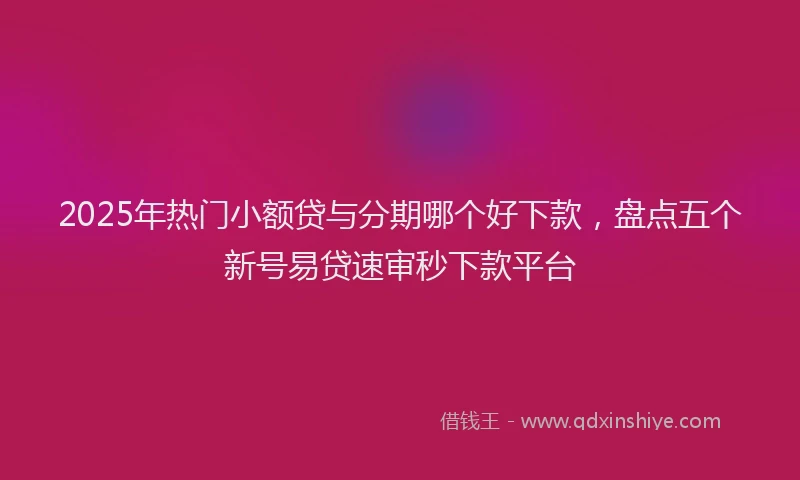 2025年热门小额贷与分期哪个好下款，盘点五个新号易贷速审秒下款平台
