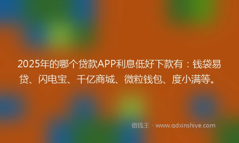 2025年的哪个贷款APP利息低好下款有：钱袋易贷、闪电宝、千亿商城、微粒钱包、度小满等。