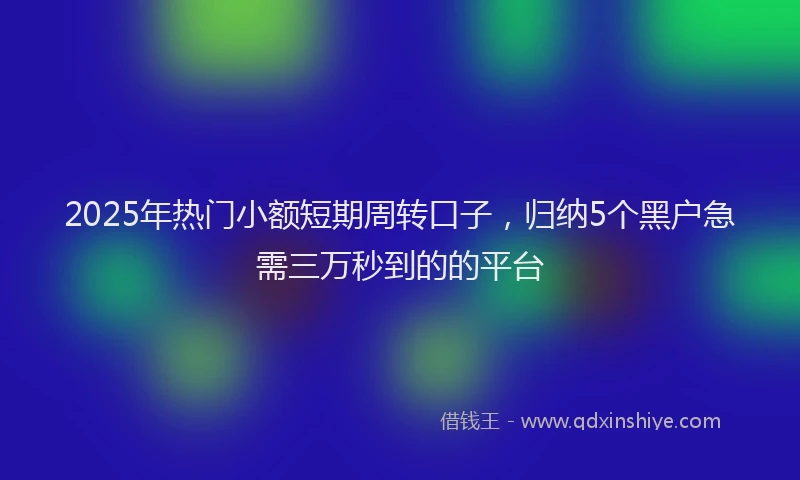 2025年热门小额短期周转口子，归纳5个黑户急需三万秒到的的平台