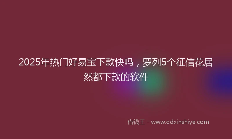 2025年热门好易宝下款快吗，罗列5个征信花居然都下款的软件