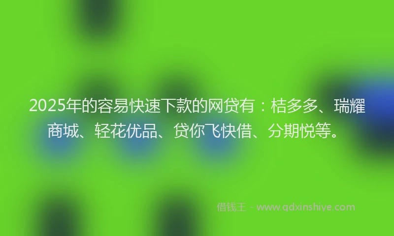 2025年的容易快速下款的网贷有：桔多多、瑞耀商城、轻花优品、贷你飞快借、分期悦等。