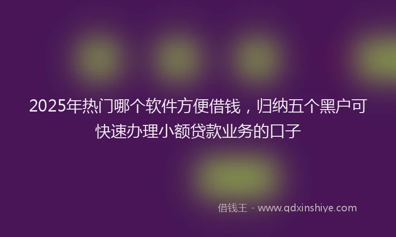 2025年热门哪个软件方便借钱，归纳五个黑户可快速办理小额贷款业务的口子