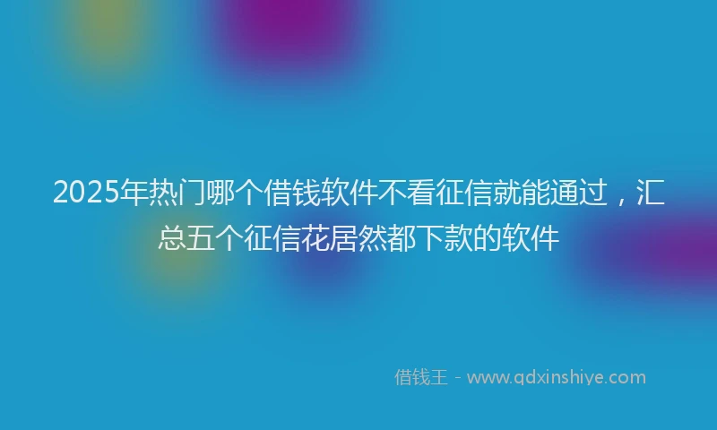 2025年热门哪个借钱软件不看征信就能通过，汇总五个征信花居然都下款的软件