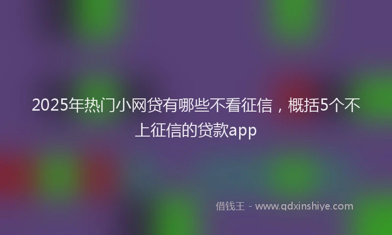 2025年热门小网贷有哪些不看征信，概括5个不上征信的贷款app