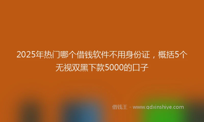 2025年热门哪个借钱软件不用身份证，概括5个无视双黑下款5000的口子