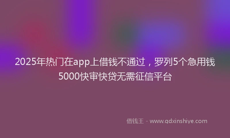 2025年热门在app上借钱不通过，罗列5个急用钱5000快审快贷无需征信平台