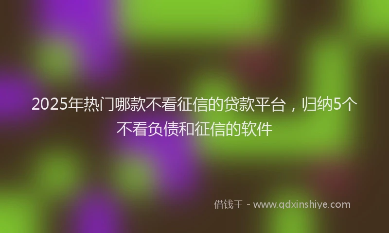 2025年热门哪款不看征信的贷款平台，归纳5个不看负债和征信的软件