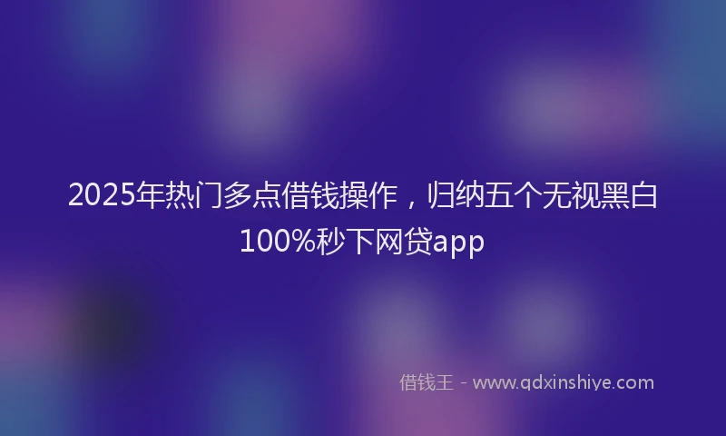 2025年热门多点借钱操作，归纳五个无视黑白100%秒下网贷app