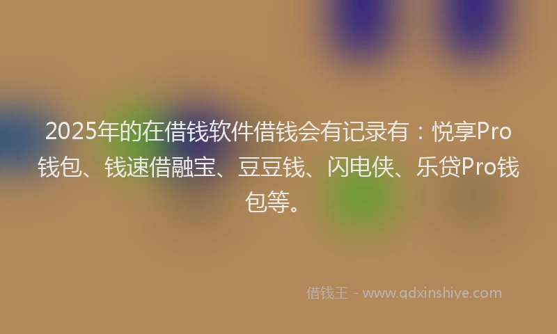 2025年的在借钱软件借钱会有记录有：悦享Pro钱包、钱速借融宝、豆豆钱、闪电侠、乐贷Pro钱包等。