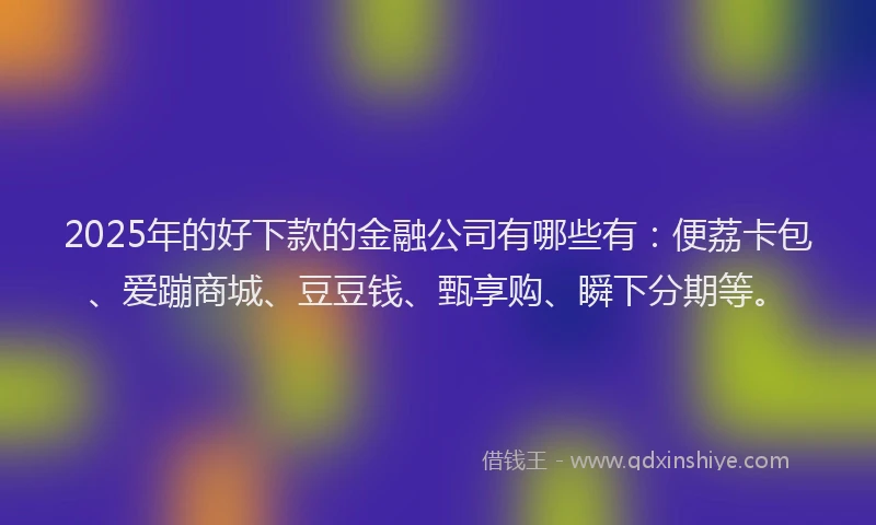 2025年的好下款的金融公司有哪些有：便荔卡包、爱蹦商城、豆豆钱、甄享购、瞬下分期等。