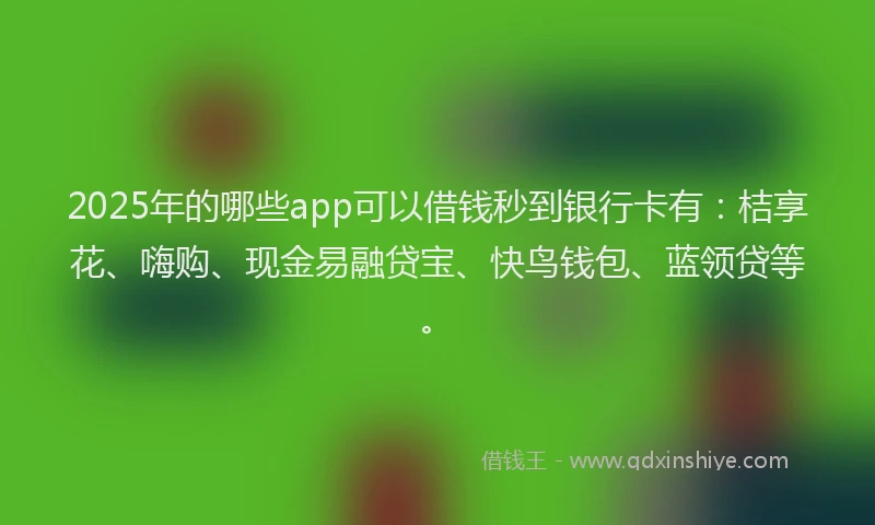 2025年的哪些app可以借钱秒到银行卡有：桔享花、嗨购、现金易融贷宝、快鸟钱包、蓝领贷等。