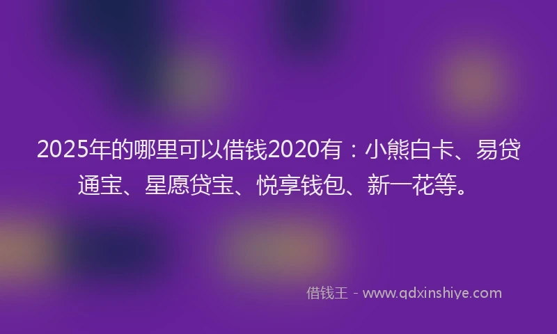 2025年的哪里可以借钱2020有：小熊白卡、易贷通宝、星愿贷宝、悦享钱包、新一花等。