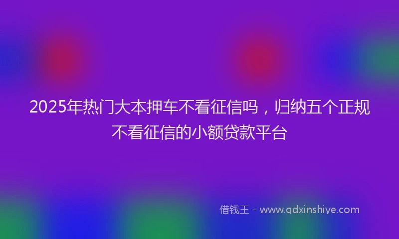 2025年热门大本押车不看征信吗，归纳五个正规不看征信的小额贷款平台