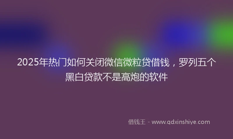 2025年热门如何关闭微信微粒贷借钱，罗列五个黑白贷款不是高炮的软件