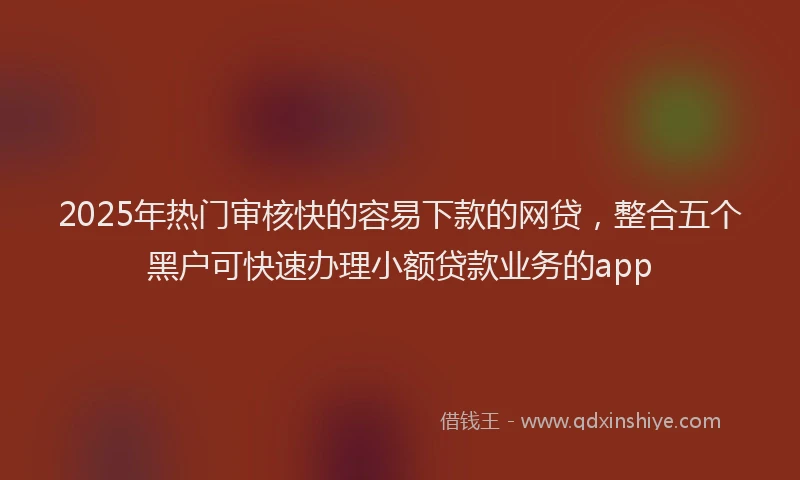 2025年热门审核快的容易下款的网贷，整合五个黑户可快速办理小额贷款业务的app