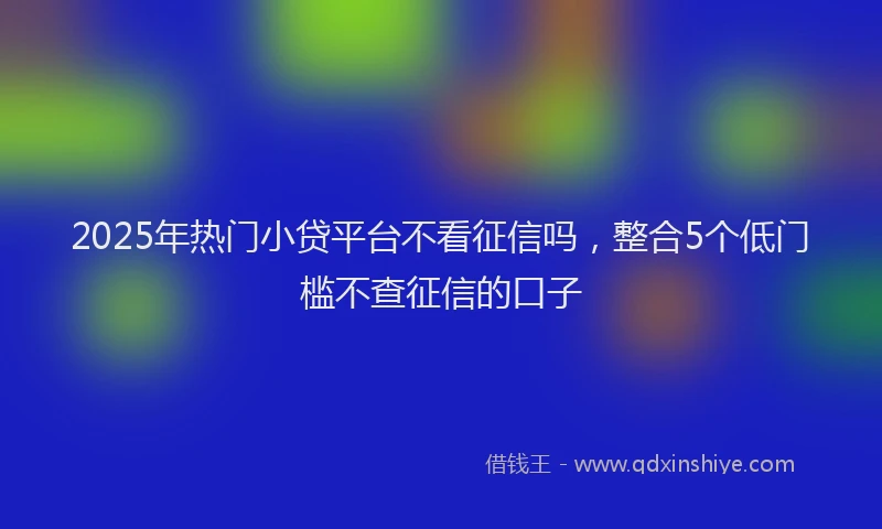 2025年热门小贷平台不看征信吗，整合5个低门槛不查征信的口子