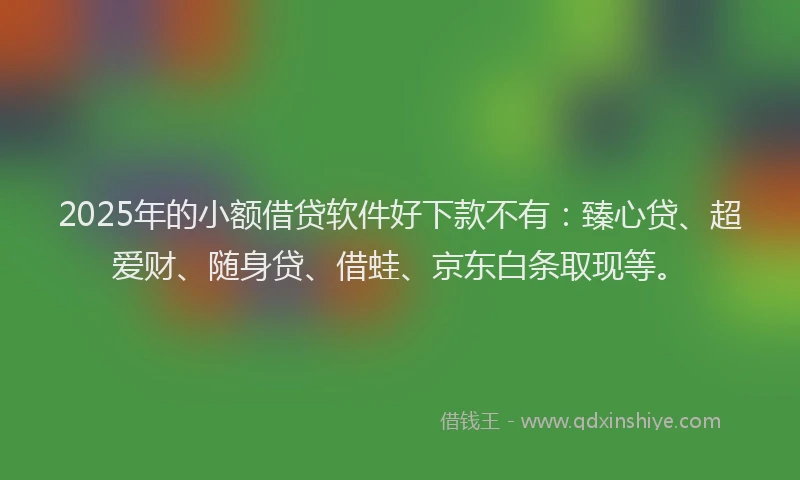 2025年的小额借贷软件好下款不有：臻心贷、超爱财、随身贷、借蛙、京东白条取现等。
