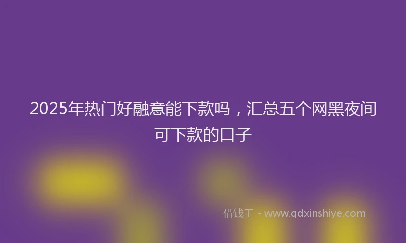 2025年热门好融意能下款吗，汇总五个网黑夜间可下款的口子