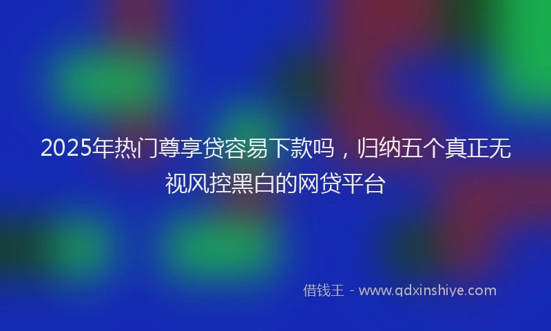 2025年热门尊享贷容易下款吗，归纳五个真正无视风控黑白的网贷平台