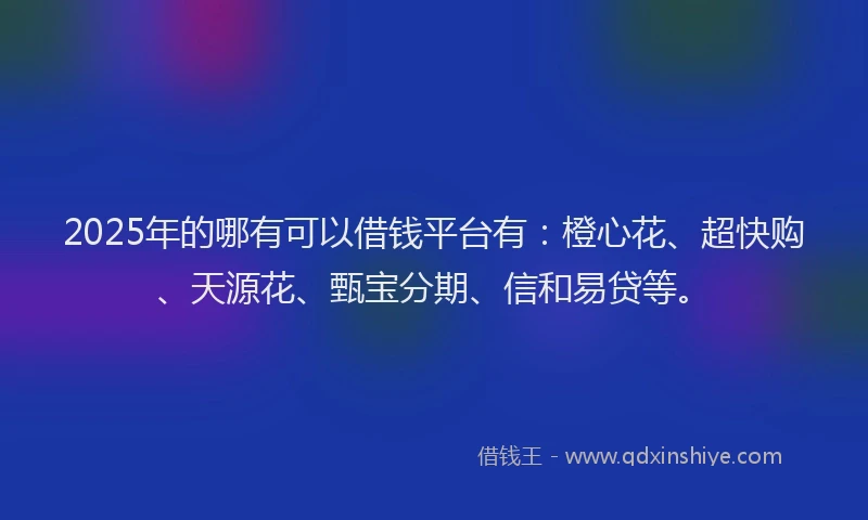 2025年的哪有可以借钱平台有：橙心花、超快购、天源花、甄宝分期、信和易贷等。