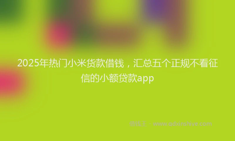 2025年热门小米货款借钱,汇总五个正规不看征信的小额贷款app