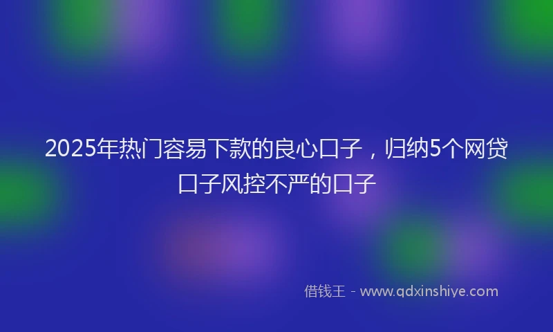 2025年热门容易下款的良心口子，归纳5个网贷口子风控不严的口子
