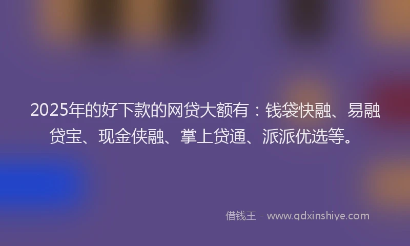 2025年的好下款的网贷大额有：钱袋快融、易融贷宝、现金侠融、掌上贷通、派派优选等。