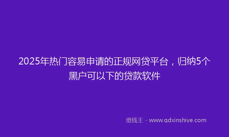 2025年热门容易申请的正规网贷平台，归纳5个黑户可以下的贷款软件