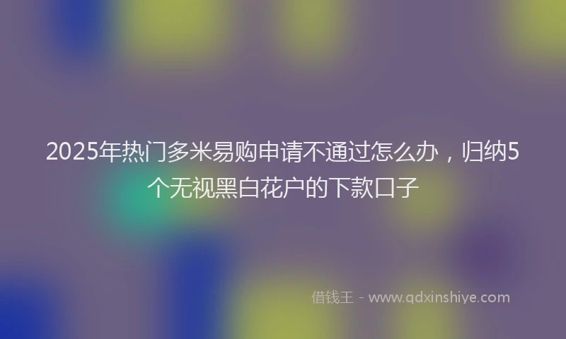 2025年热门多米易购申请不通过怎么办，归纳5个无视黑白花户的下款口子