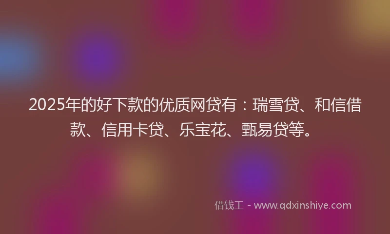 2025年的好下款的优质网贷有：瑞雪贷、和信借款、信用卡贷、乐宝花、甄易贷等。