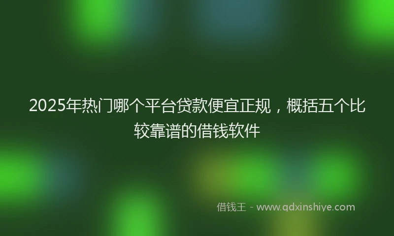 2025年热门哪个平台贷款便宜正规，概括五个比较靠谱的借钱软件