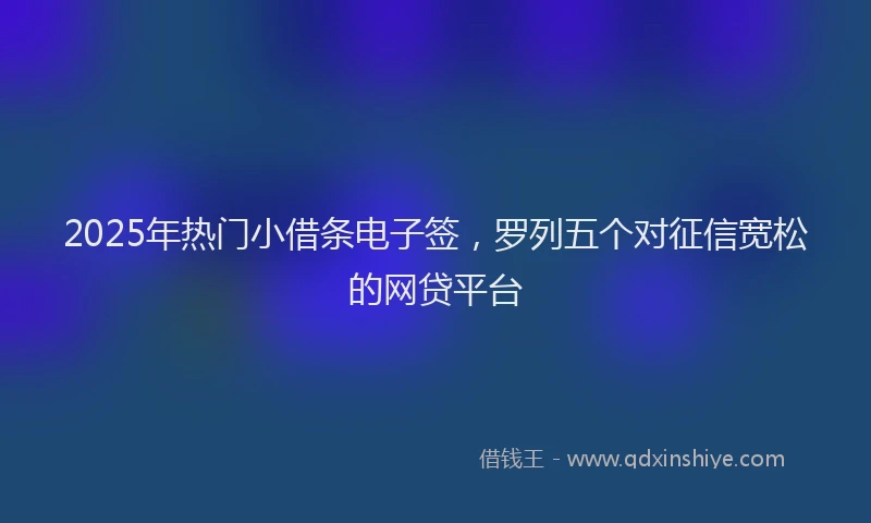 2025年热门小借条电子签，罗列五个对征信宽松的网贷平台